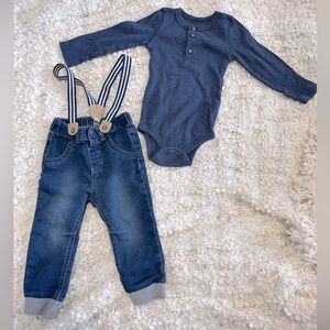 Cat & Jack Jean overalls sets - 18 months
